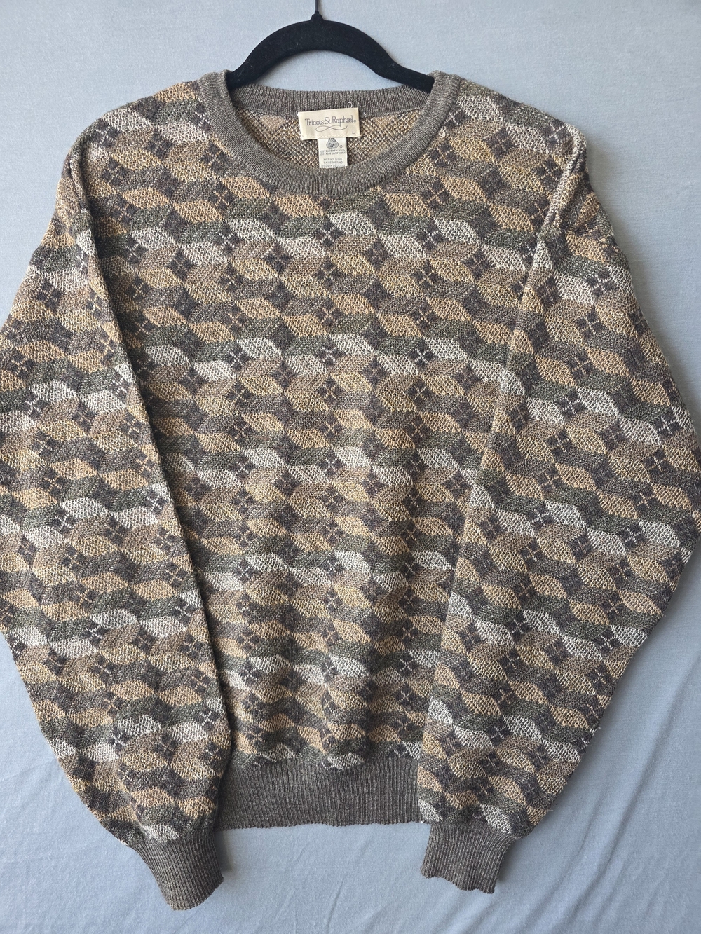 Vintage Tricots St. Raphael Men’s Large 100% Merino Wool Sweater Made Uruguay